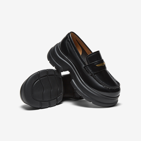 百思图2025秋季新款乐福鞋时尚复古学院风厚底女单鞋VZF17CA5