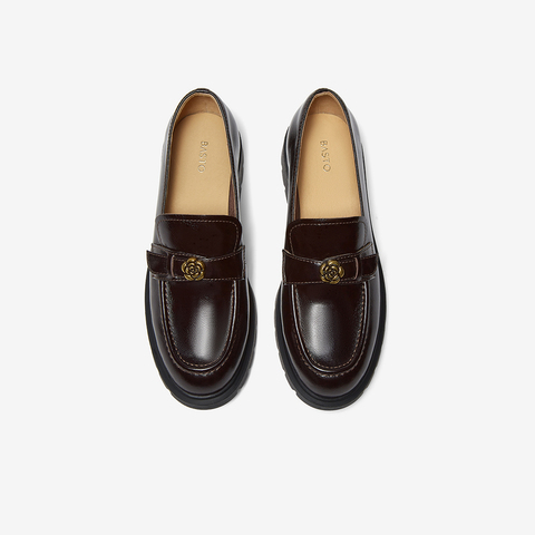 百思图2025秋季新款乐福鞋时尚潮流复古学院风女单鞋C5871CA5