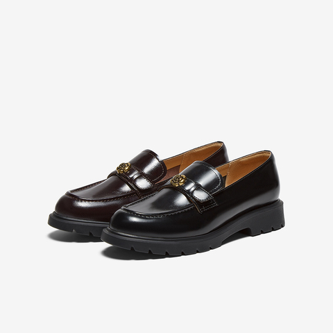 百思图2025秋季新款乐福鞋时尚潮流复古学院风女单鞋C5871CA5