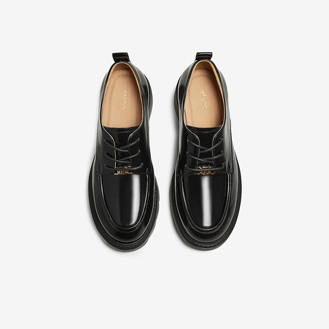 百思图2025秋季新款牛津鞋时尚潮流学院风粗跟女单鞋UUJ03CM5