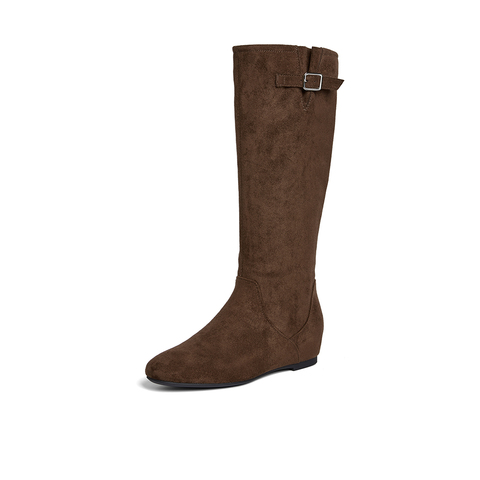 百思图2025冬季新款西部靴时尚简约复古潮流女长靴F2101DC5