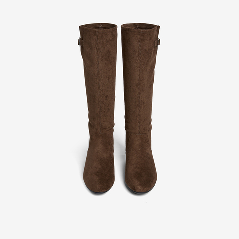 百思图2025冬季新款西部靴时尚简约复古潮流女长靴F2101DC5