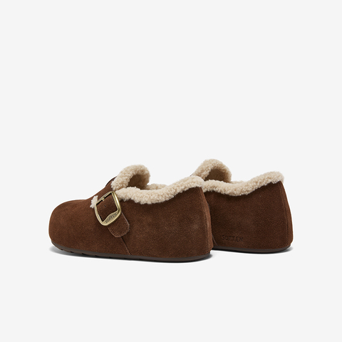 百思图2025冬季新款勃肯鞋时尚潮流复古加绒保暖女单鞋B3047DM5