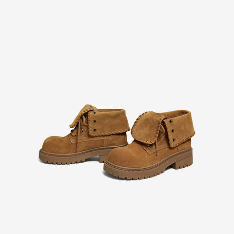 百思图2025冬季新款商场同款工装马丁靴时尚运动女短靴D3722DD5