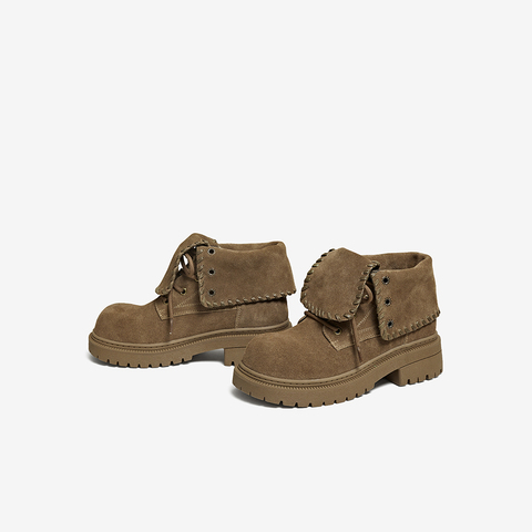 百思图2025冬季新款商场同款工装马丁靴时尚运动女短靴D3722DD5