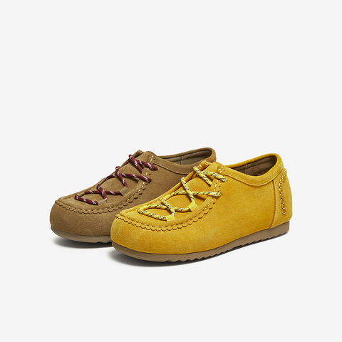 百思图2025秋季新款袋鼠鞋时尚简约休闲通勤女单鞋UWK02CM5