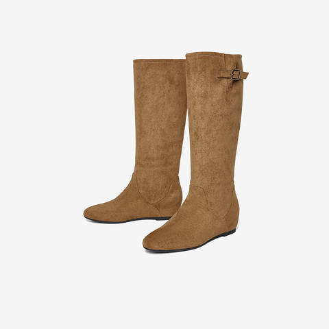 百思图2025冬季新款西部靴时尚简约复古潮流女长靴F2101DC5