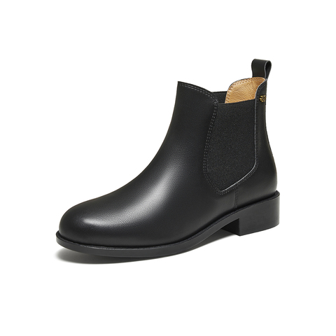 百思图2025冬季新款切尔西靴时尚简约潮流通勤女短靴C3752DD5