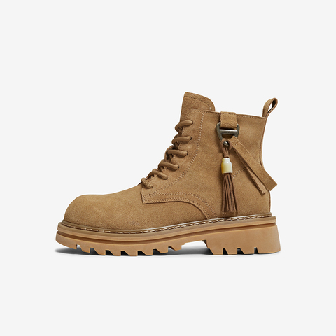 百思图2025冬季新款商场同款马丁靴时髦复古工装女短靴V1191DD5