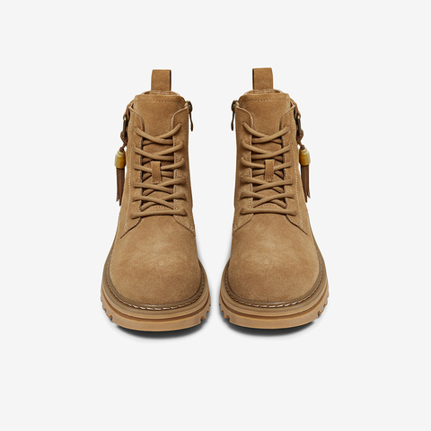 百思图2025冬季新款商场同款马丁靴时髦复古工装女短靴V1191DD5