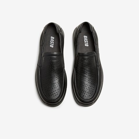 百思图2025夏季新款简约商务通勤乐福鞋圆头男休闲皮鞋60619BM5