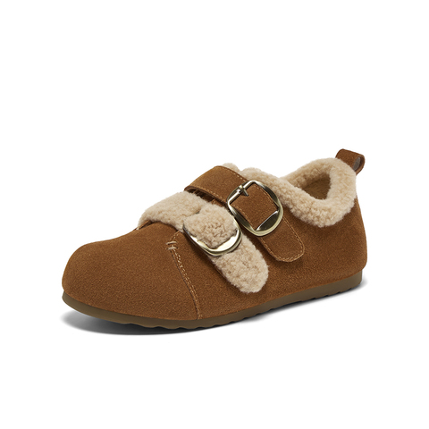 百思图2025冬季新款勃肯鞋时尚户外休闲加绒女单鞋W0621DM5