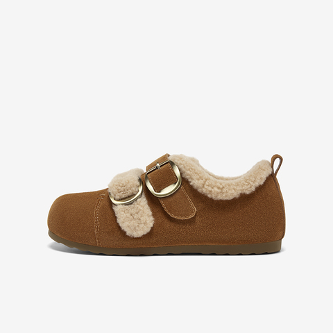 百思图2025冬季新款勃肯鞋时尚户外休闲加绒女单鞋W0621DM5