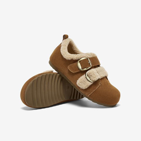 百思图2025冬季新款勃肯鞋时尚户外休闲加绒女单鞋W0621DM5