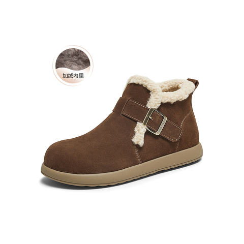 百思图2025冬季新款毛毛鞋棉鞋时尚户外休闲女短靴D3397DD5