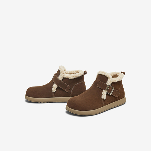 百思图2025冬季新款毛毛鞋棉鞋时尚户外休闲女短靴D3397DD5