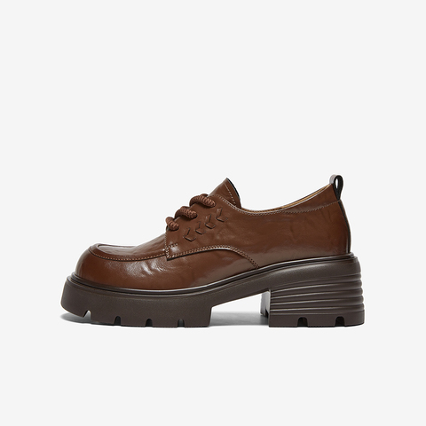 百思图2025秋季新款牛津鞋时尚复古学院风粗跟女单鞋W0815CM5