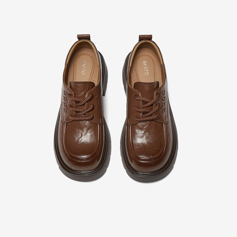 百思图2025秋季新款牛津鞋时尚复古学院风粗跟女单鞋W0815CM5