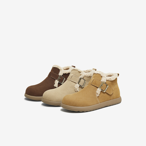 百思图2025冬季新款毛毛鞋棉鞋时尚户外休闲女短靴D3397DD5