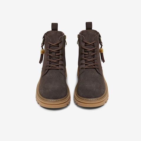 百思图2025冬季新款商场同款马丁靴时髦复古工装女短靴V1191DD5