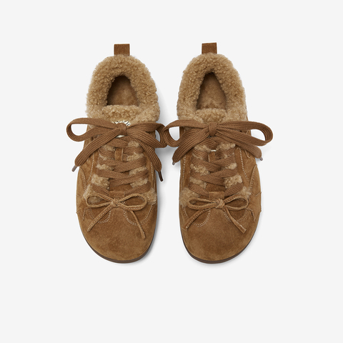 百思图2025冬季新款德训鞋时尚复古休闲运动加绒女鞋A2507DM5