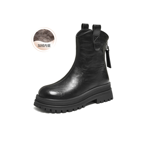 百思图2025冬季新款商场同款时装靴时尚简约女中靴BV011DZ5