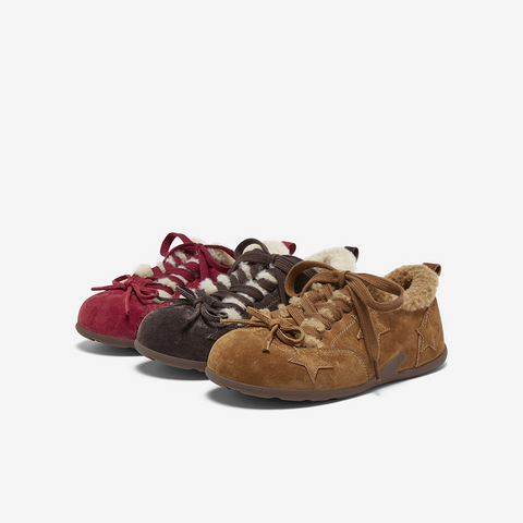 百思图2025冬季新款德训鞋时尚复古休闲运动加绒女鞋A2507DM5