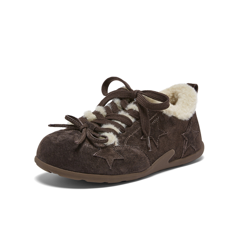 百思图2025冬季新款德训鞋时尚复古休闲运动加绒女鞋A2507DM5