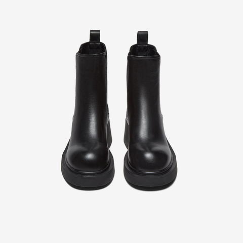 百思图2025冬季新款商场同款切尔西靴时尚潮流粗跟女短靴W3831DD5