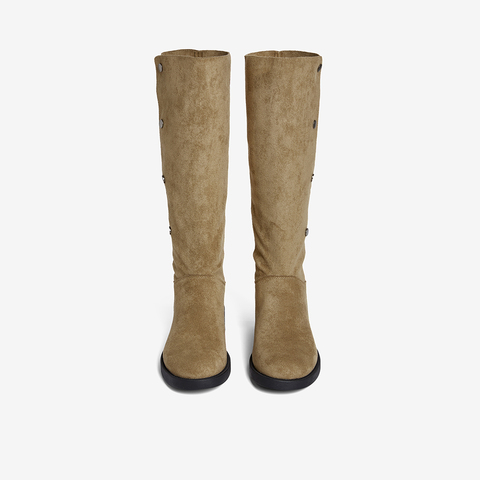 百思图2025冬季新款西部靴时尚复古潮流通勤女长靴UXM03DG5