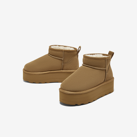 百思图2025冬季新款雪地靴时尚简约户外休闲女短靴N8095DD5