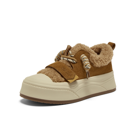 百思图2025冬季新款商场同款板鞋时尚运动加绒女休闲鞋E8017DM5