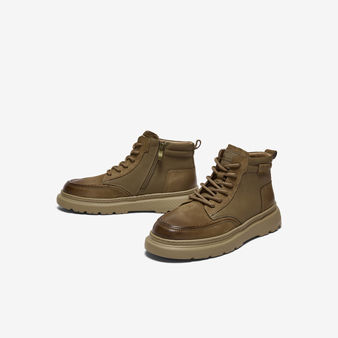 百思图2025冬季新款商场同款工装马丁靴时尚户外男短靴W9025DD5