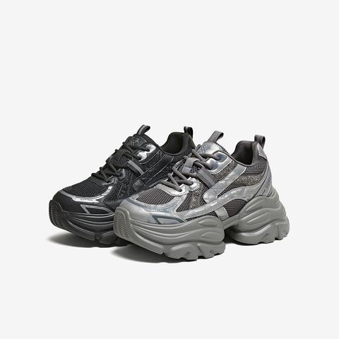 百思图2025冬季新款商场同款老爹鞋时尚运动女休闲鞋B8161DD5