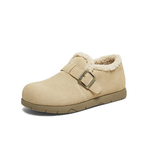 百思图2025冬季新款商场同款勃肯鞋时尚休闲加绒女单鞋D3565DM5