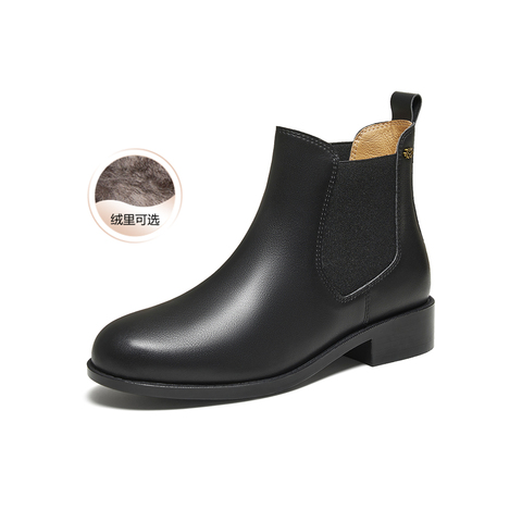 百思图2025冬季新款切尔西靴时尚简约潮流通勤女短靴C3752DD5