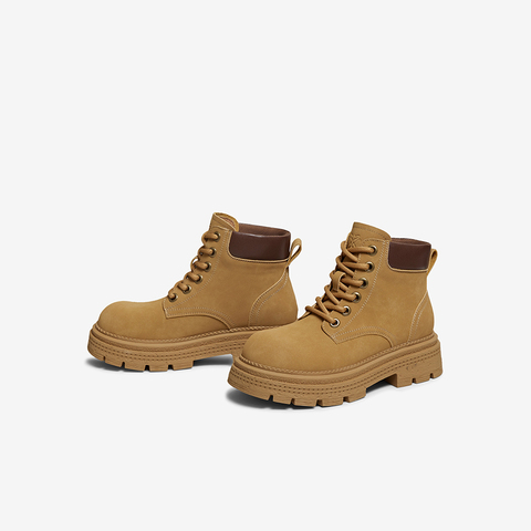 百思图2025冬季新款马丁靴时尚复古工装户外运动女中靴D3785DZ5