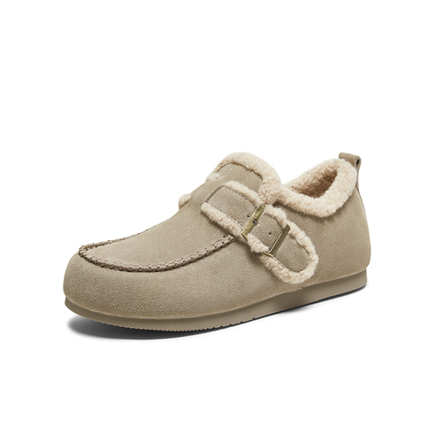 百思图2025冬季新款商场同款勃肯鞋时尚休闲加绒女单鞋L7728DM5