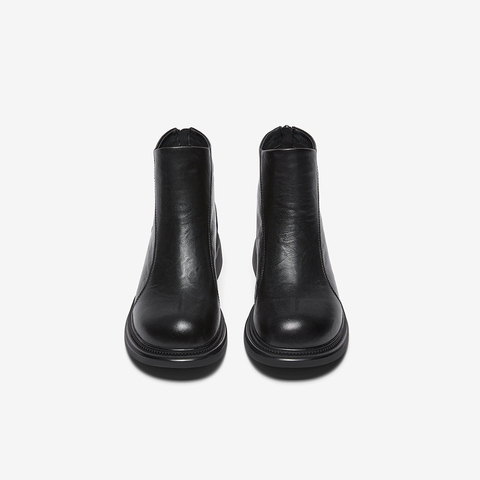 百思图2025冬季新款商场同款休闲靴简约通勤粗跟女短靴S3055DD5