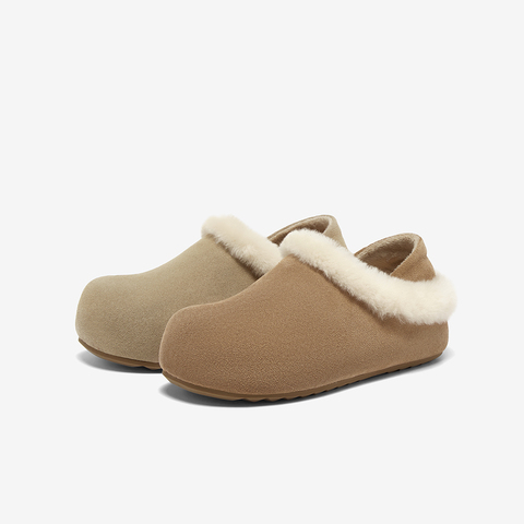 百思图2025冬季新款勃肯鞋时尚户外休闲加绒女单鞋W6709DM5