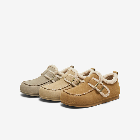 百思图2025冬季新款商场同款勃肯鞋时尚休闲加绒女单鞋L7728DM5