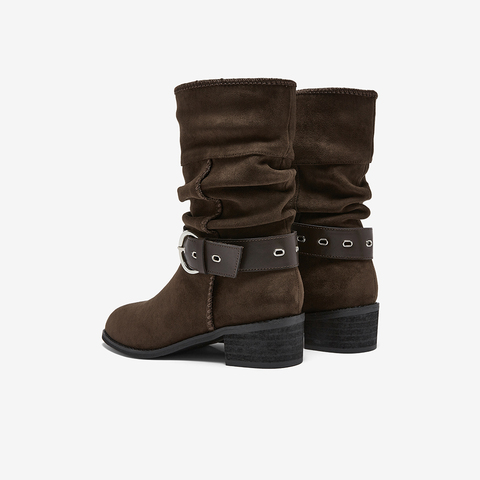 百思图2025冬季新款商场同款西部靴时尚复古潮流女长靴F5312DS5