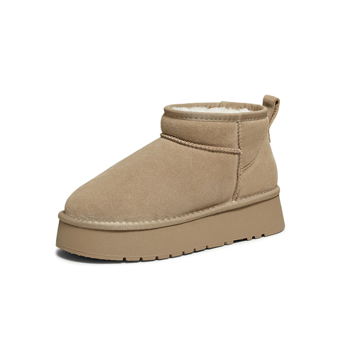 百思图2025冬季新款雪地靴时尚简约户外休闲女短靴N8106DD5