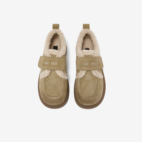 百思图2025冬季新款毛毛鞋棉鞋时尚户外粗跟女休闲鞋BV511DM5