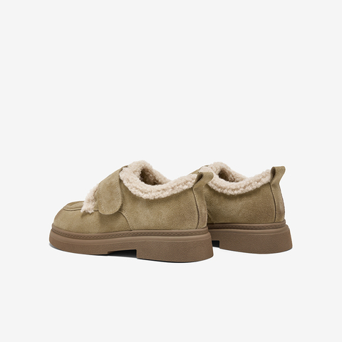 百思图2025冬季新款毛毛鞋棉鞋时尚户外粗跟女休闲鞋BV511DM5