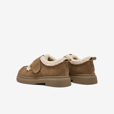 百思图2025冬季新款毛毛鞋棉鞋时尚户外粗跟女休闲鞋BV511DM5