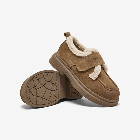 百思图2025冬季新款毛毛鞋棉鞋时尚户外粗跟女休闲鞋BV511DM5