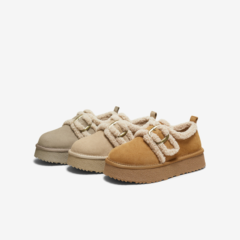 百思图2025冬季新款商场同款毛毛鞋棉鞋加绒女休闲鞋L0028DM5