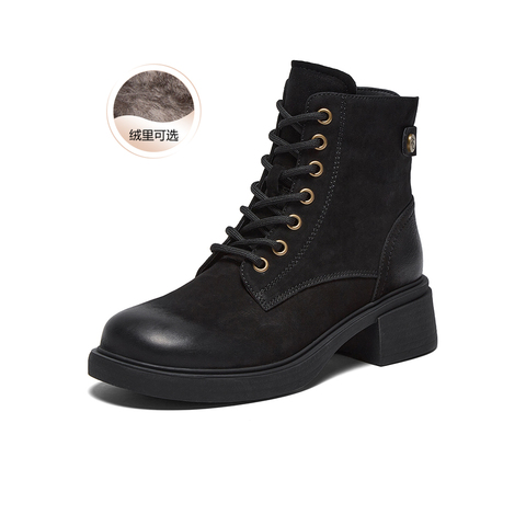 百思图2025冬季新款商场同款马丁靴时尚潮流街头女短靴UWQ01DD5
