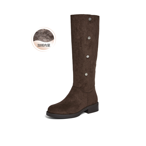 百思图2025冬季新款西部靴时尚复古潮流通勤女长靴UXM03DG5